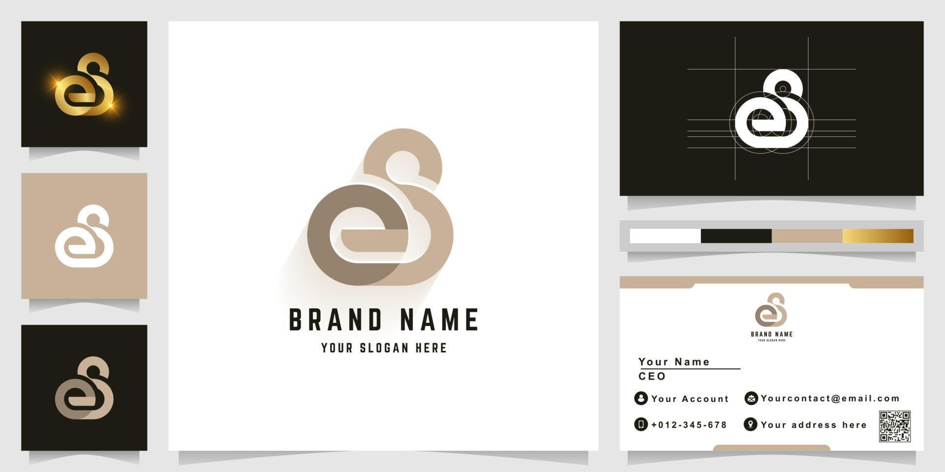 Letter S or eS monogram logo with business card design vector