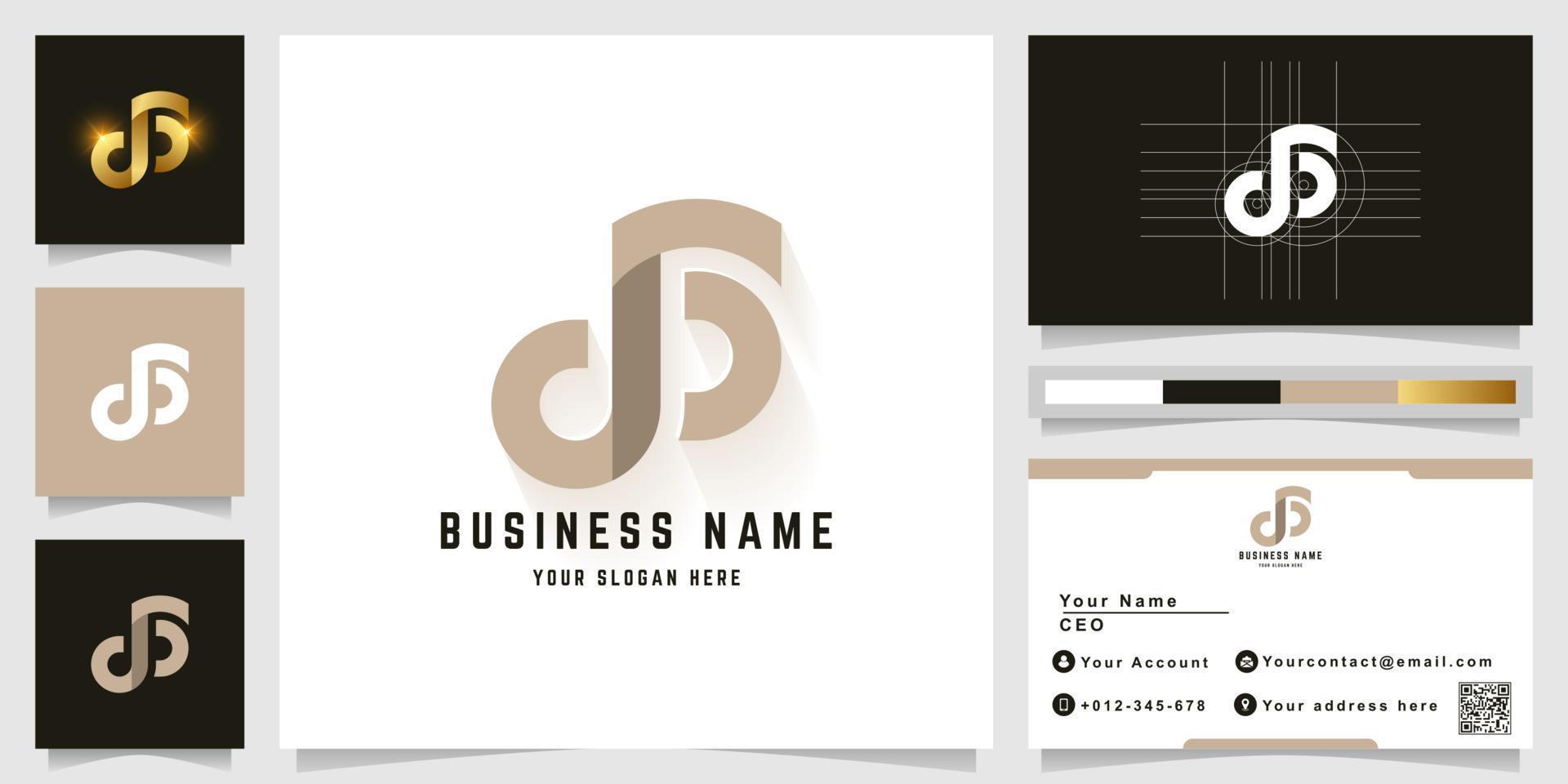 Letter dG or jG monogram logo with business card design vector