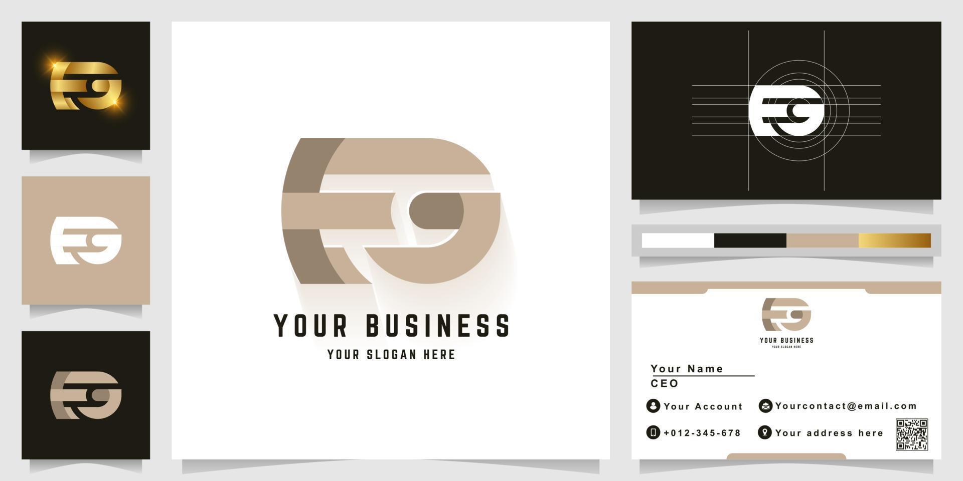 Letter EG or FG monogram logo with business card design vector