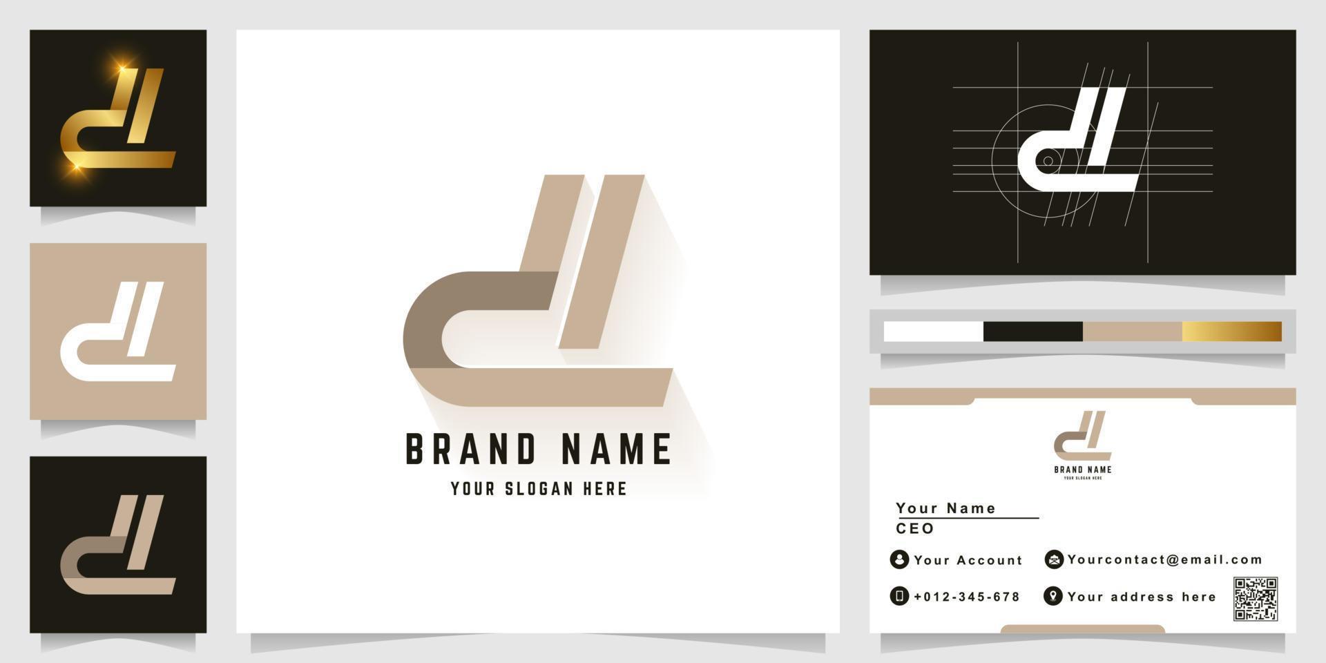 Letter d or dL monogram logo with business card design vector