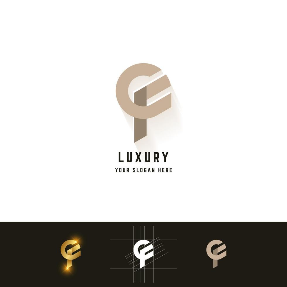 Letter eF or cF monogram logo with grid method design vector