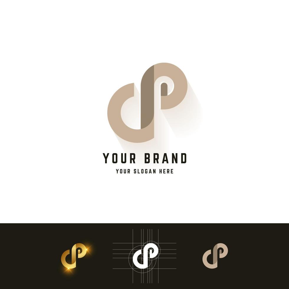 Letter S or dp monogram logo with grid method design vector