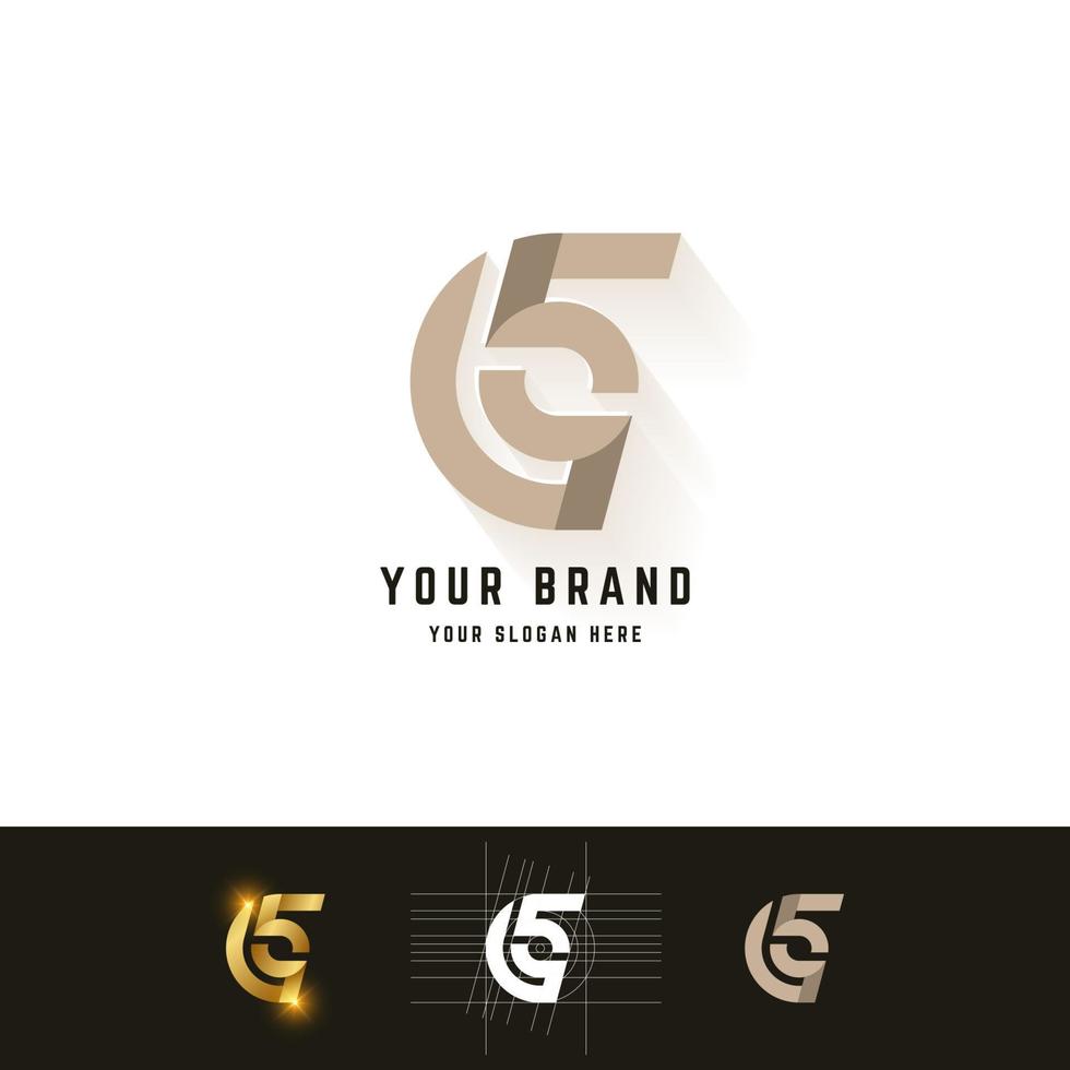 Letter GS or G5 monogram logo with grid method design vector