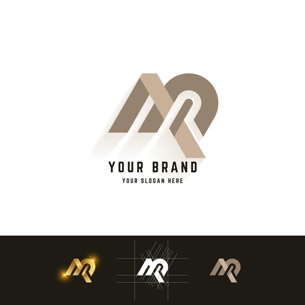 Letter AR or MR monogram logo with grid method design vector