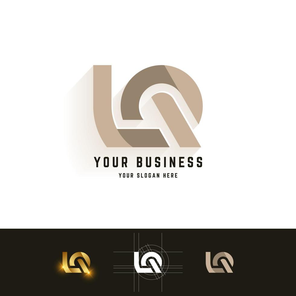 Letter LQ or LR monogram logo with grid method design vector
