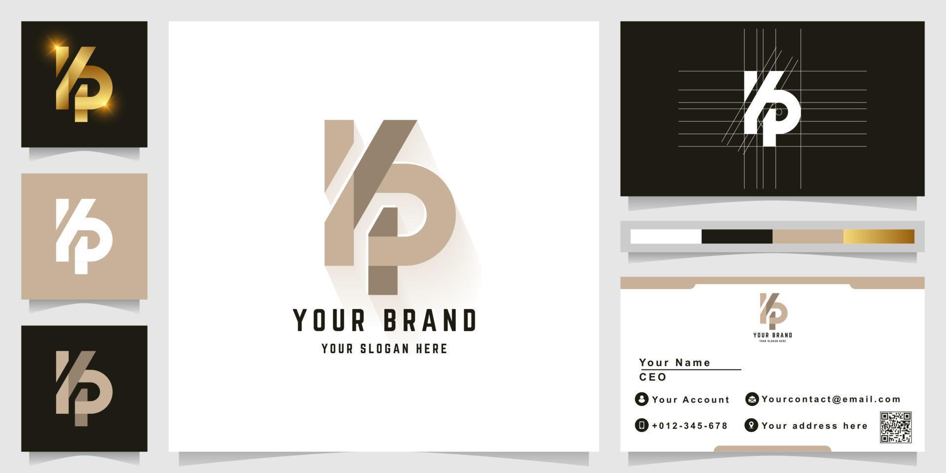 Letter KP or YP monogram logo with business card design vector