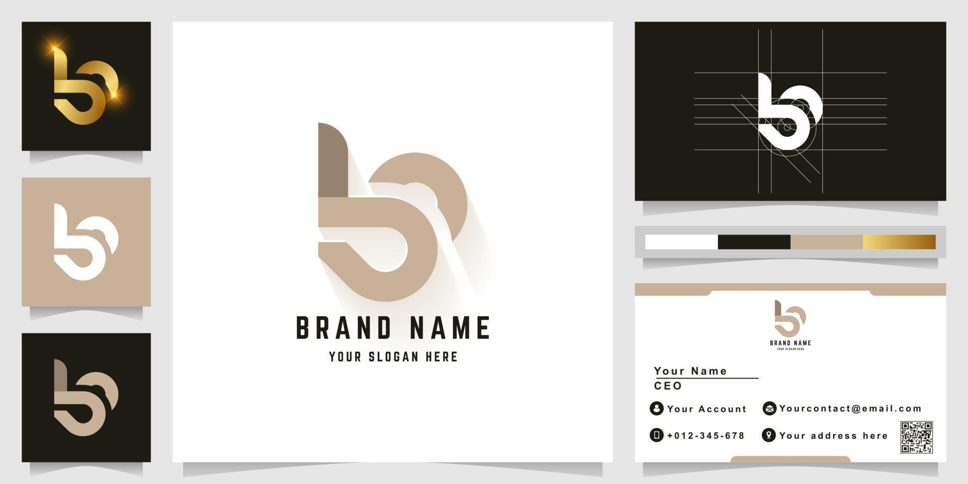 Letter bS or LS monogram logo with business card design vector