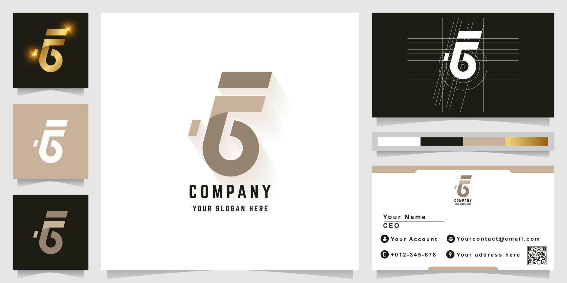 Letter F or FG monogram logo with business card design vector
