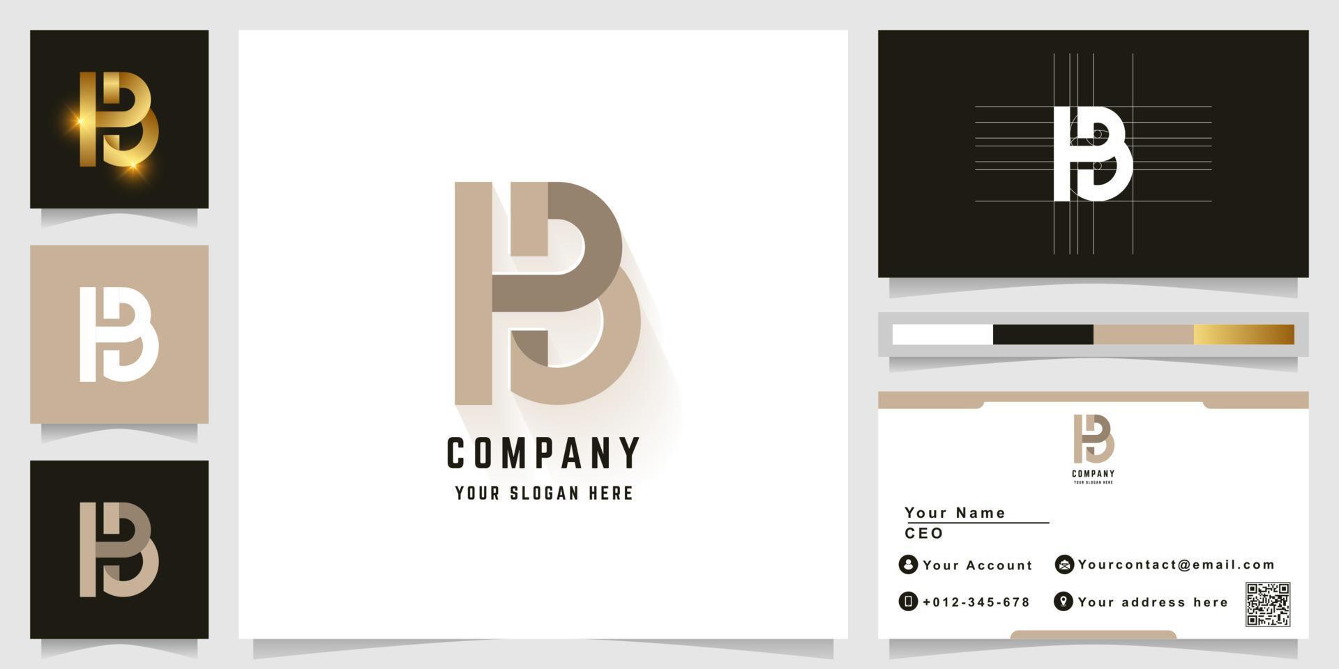Letter HB or IB monogram logo with business card design vector