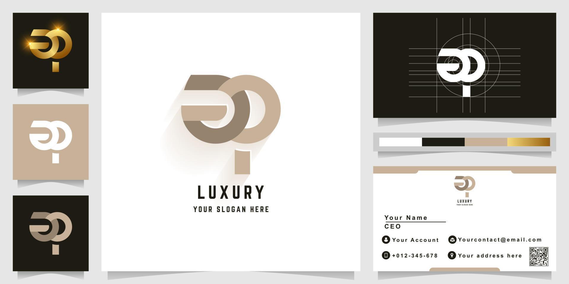 Letter ap or aq monogram logo with business card design vector