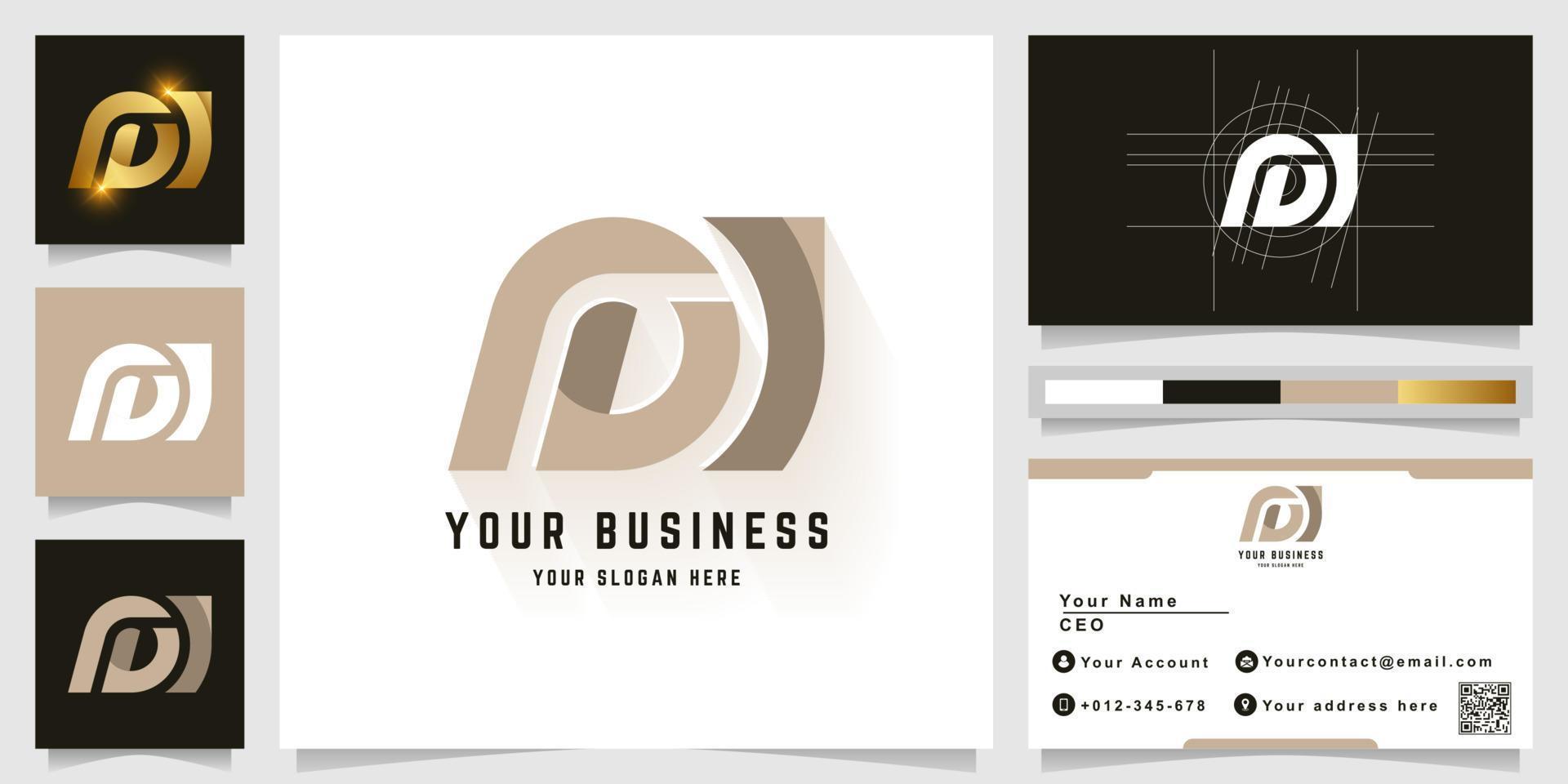 Letter aw or am monogram logo with business card design vector