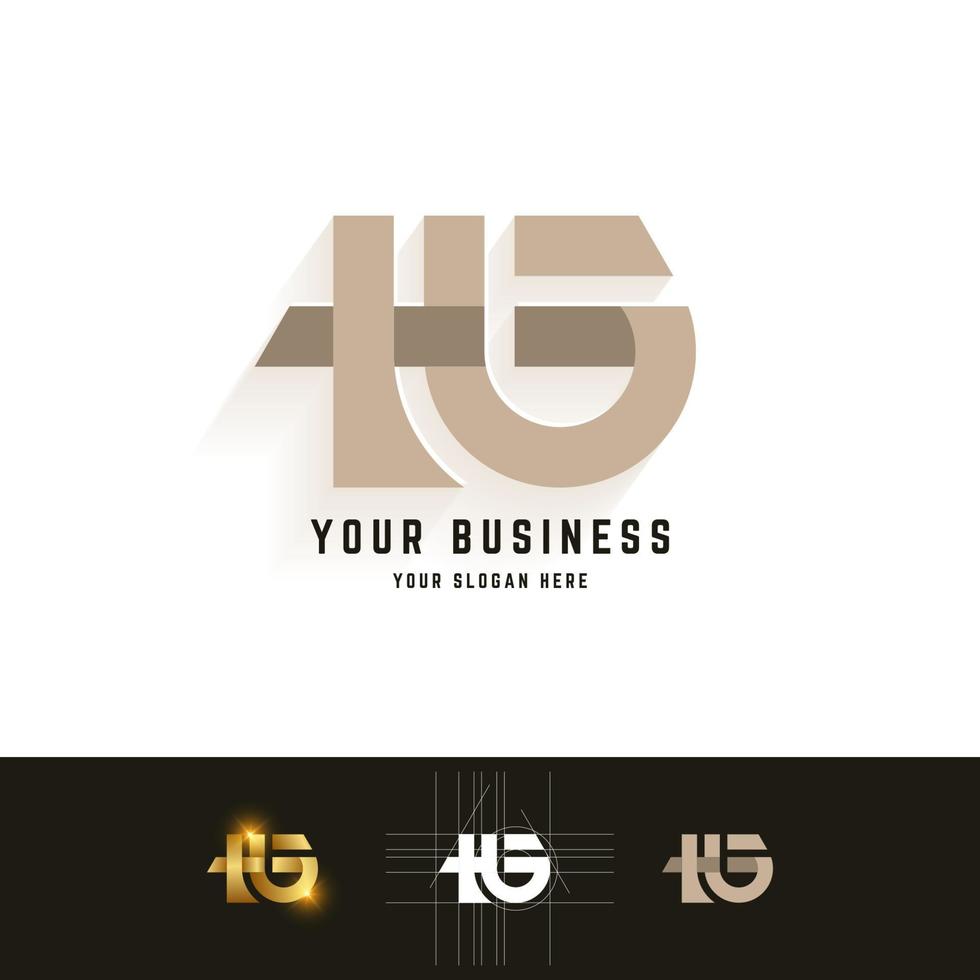 Letter HG or Hb monogram logo with grid method design vector