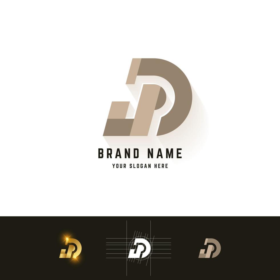 Letter D or JD monogram logo with grid method design vector