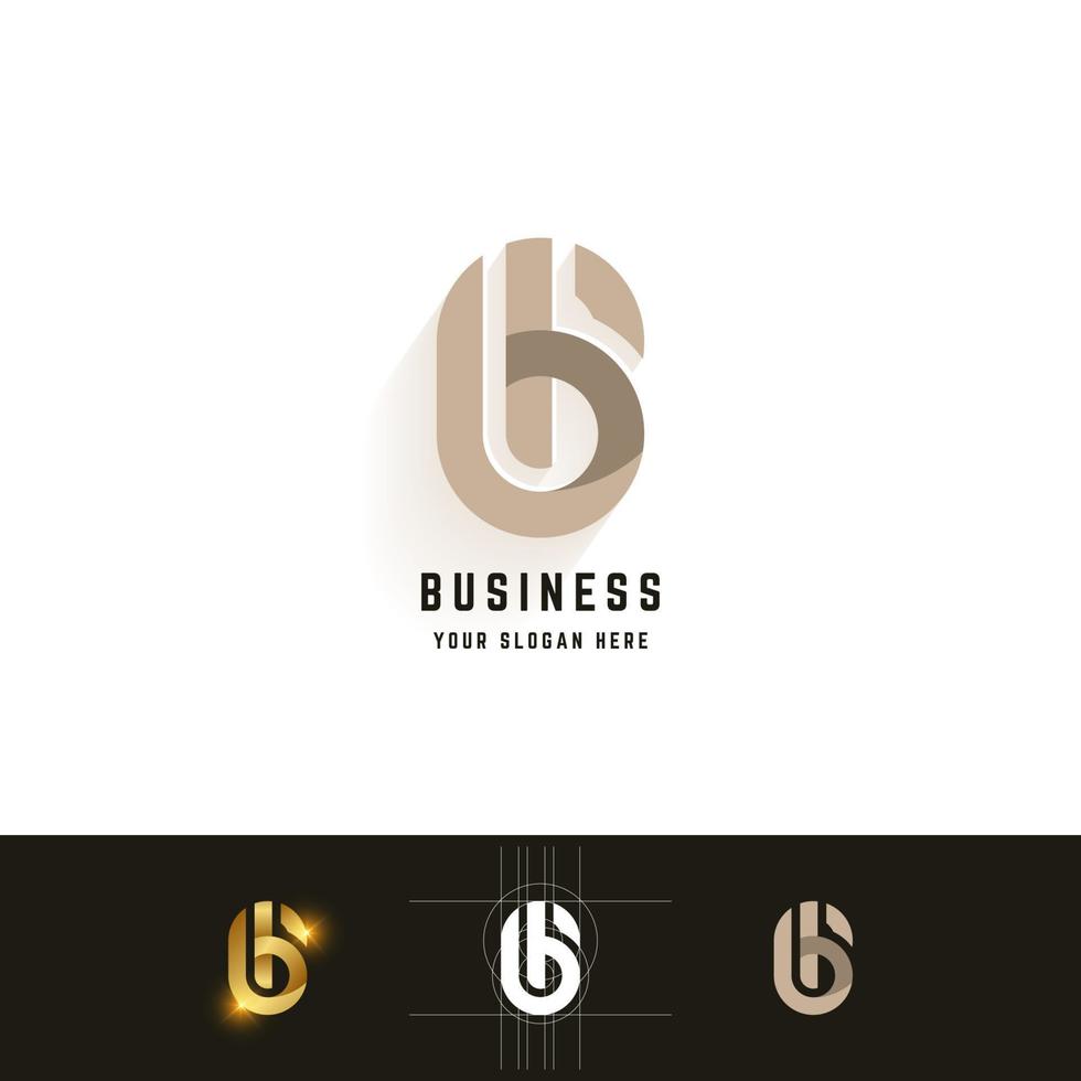 Letter G or Gb monogram logo with grid method design vector