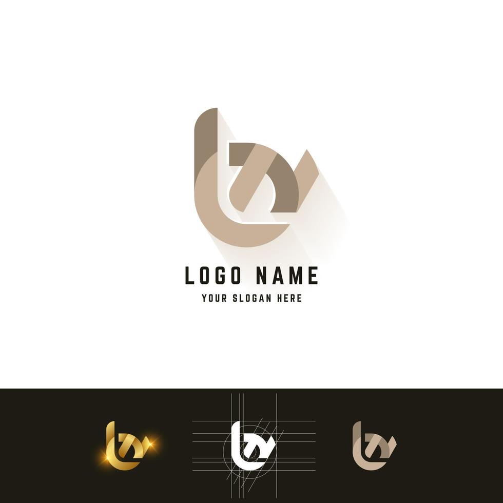 Letter bN or LN monogram logo with grid method design vector