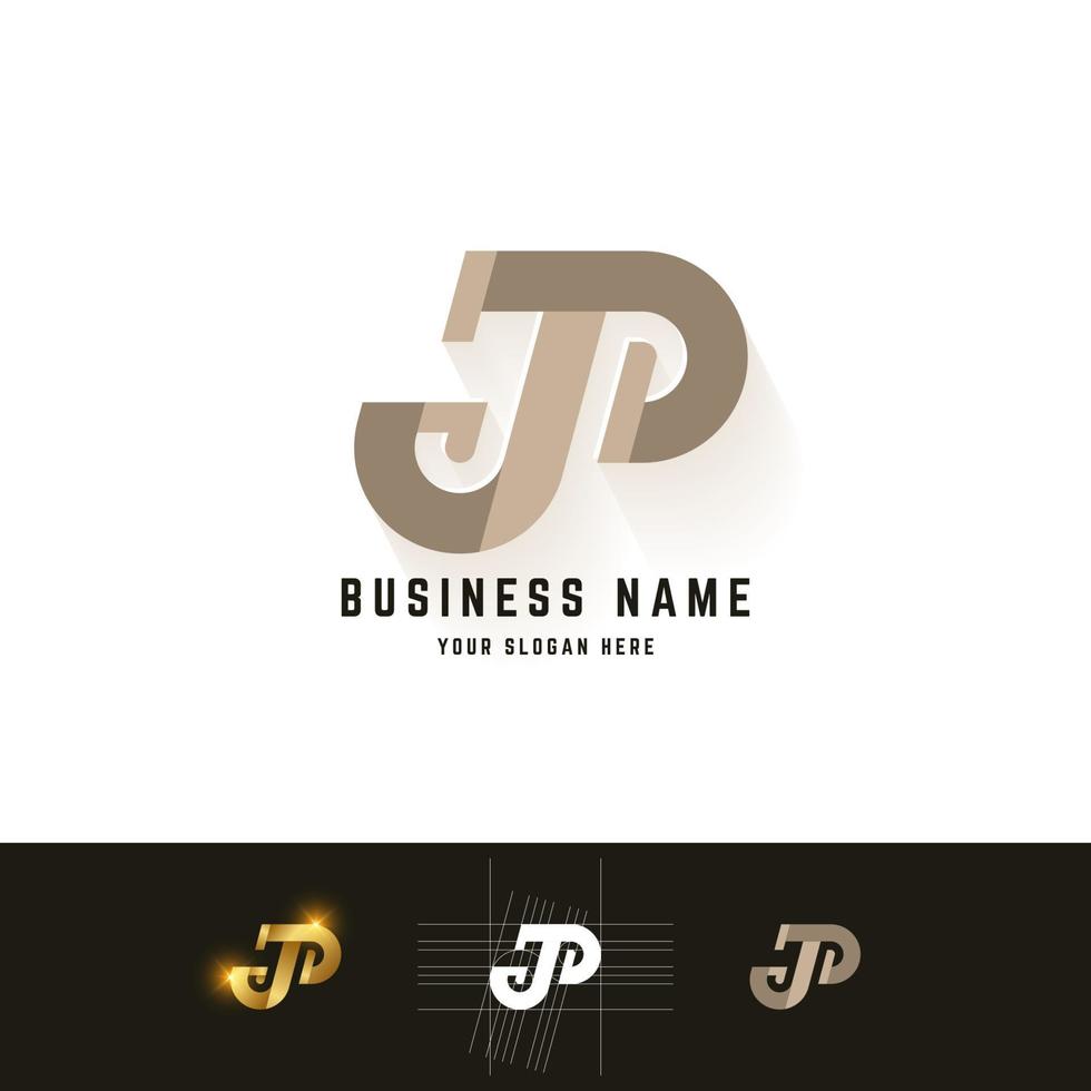 Letter JP or aP monogram logo with grid method design vector