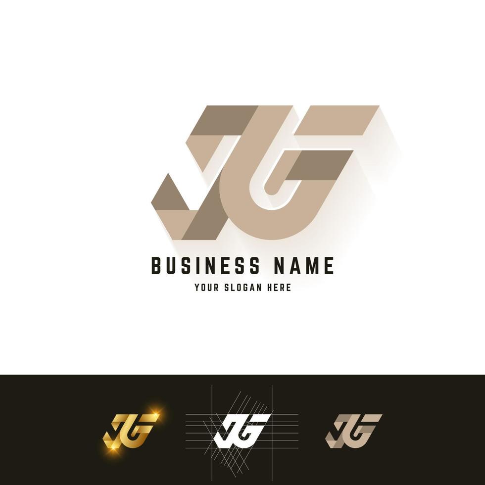 Letter JG or JE monogram logo with grid method design vector