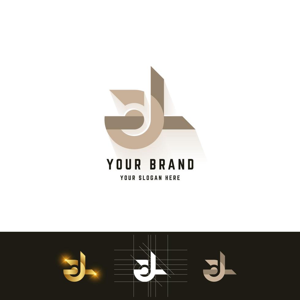 Letter aL or aJL monogram logo with grid method design vector