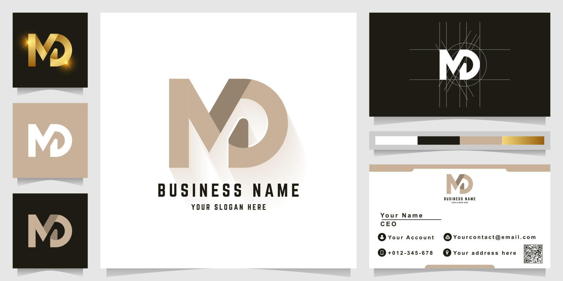 Letter MD or Ma monogram logo with business card design vector