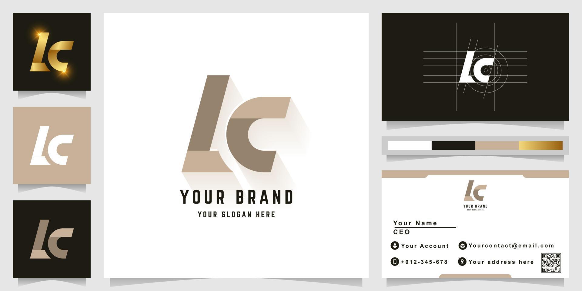 Letter K or LC monogram logo with business card design vector