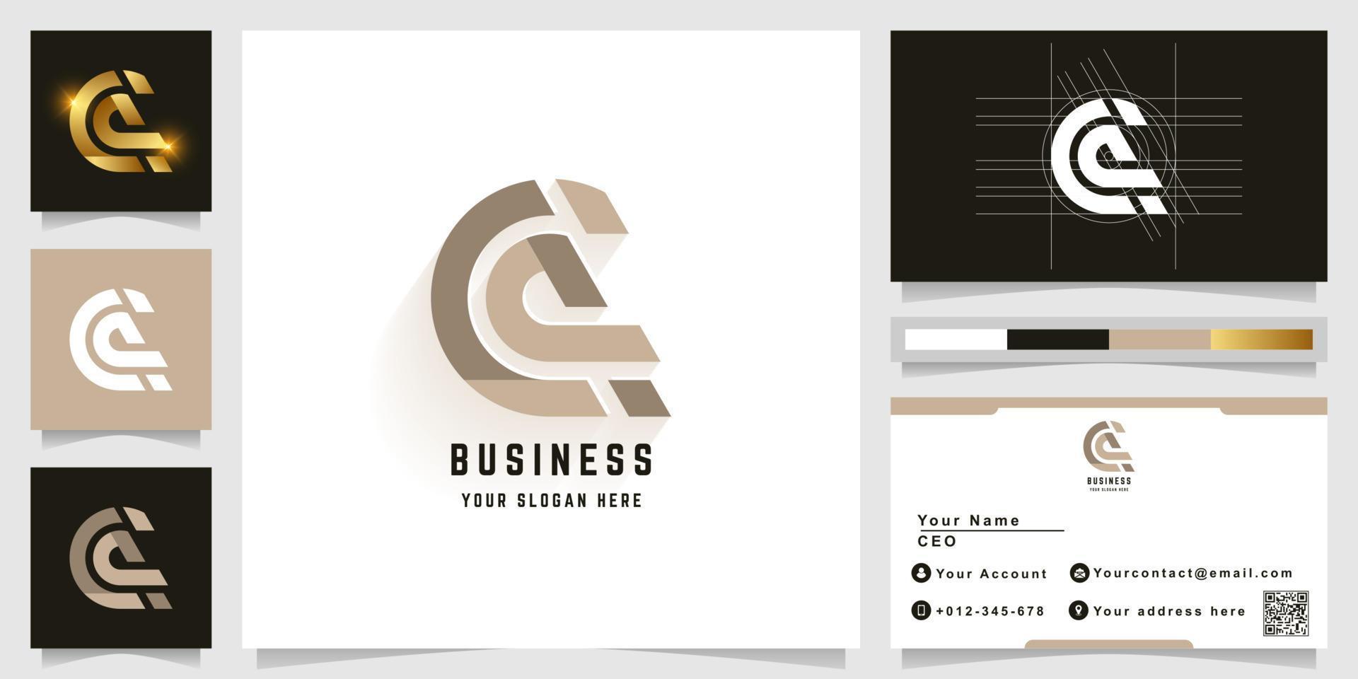 Letter a or Cq monogram logo with business card design vector