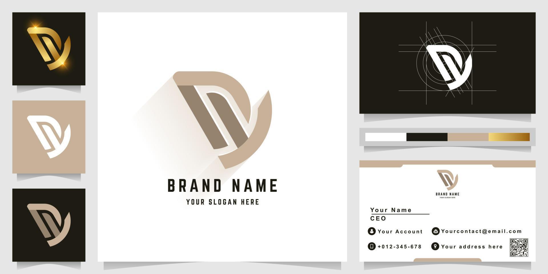 Letter DY or NY monogram logo with business card design vector