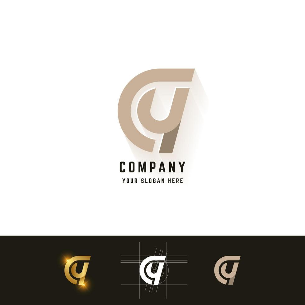 Letter CY or GY monogram logo with grid method design vector