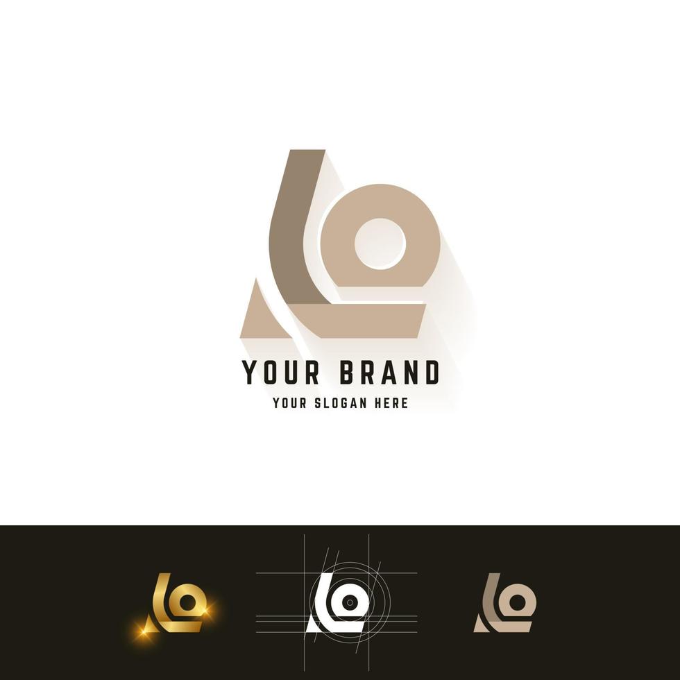 Letter Lo or Le monogram logo with grid method design vector