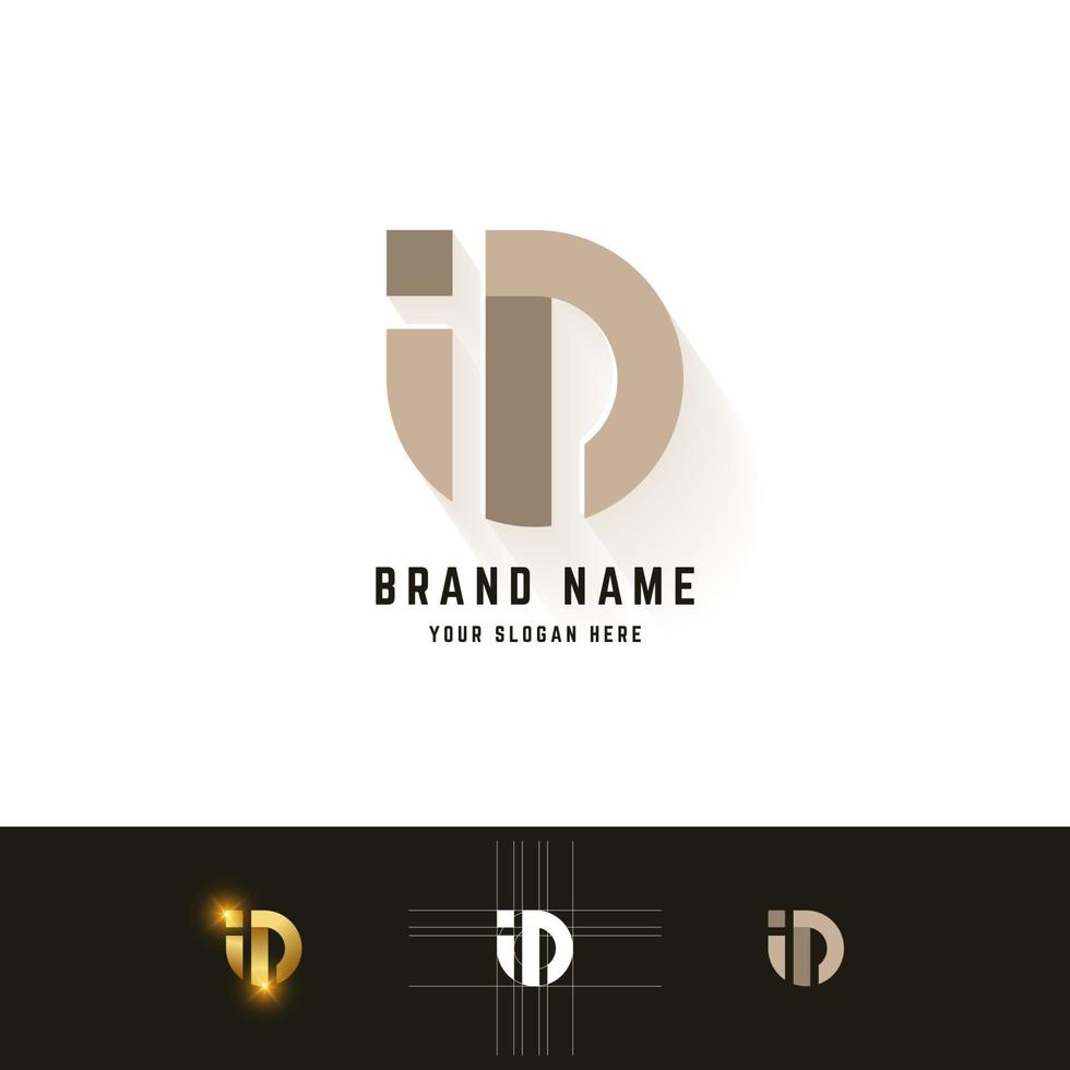 Letter iD or im monogram logo with grid method design vector