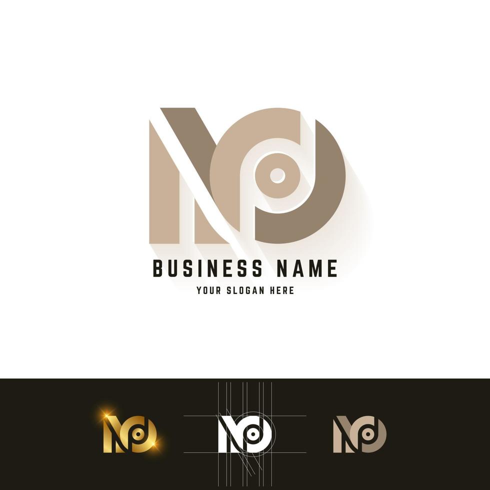 Letter NO or MO monogram logo with grid method design vector