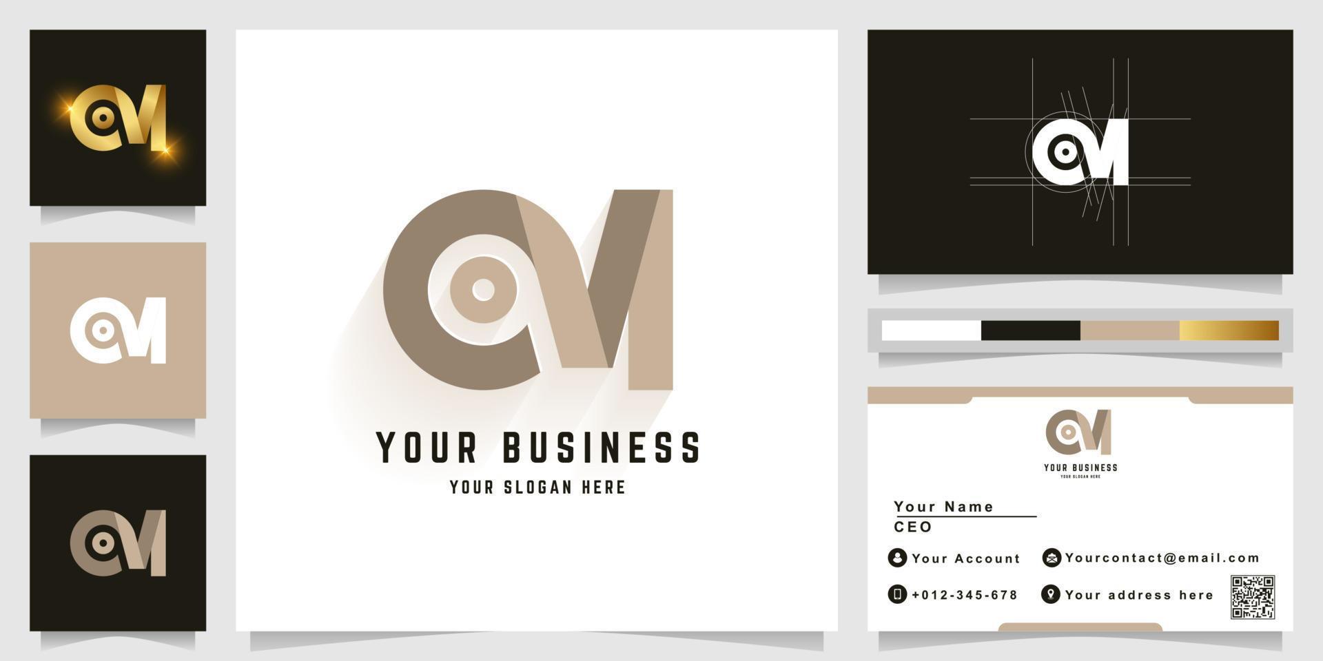 Letter OM or QM monogram logo with business card design vector