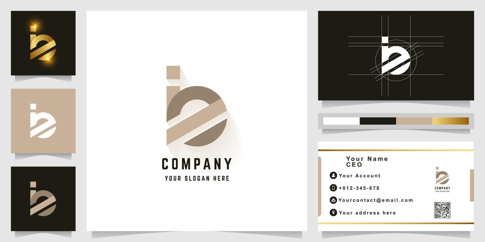 Letter be or ie monogram logo with business card design vector