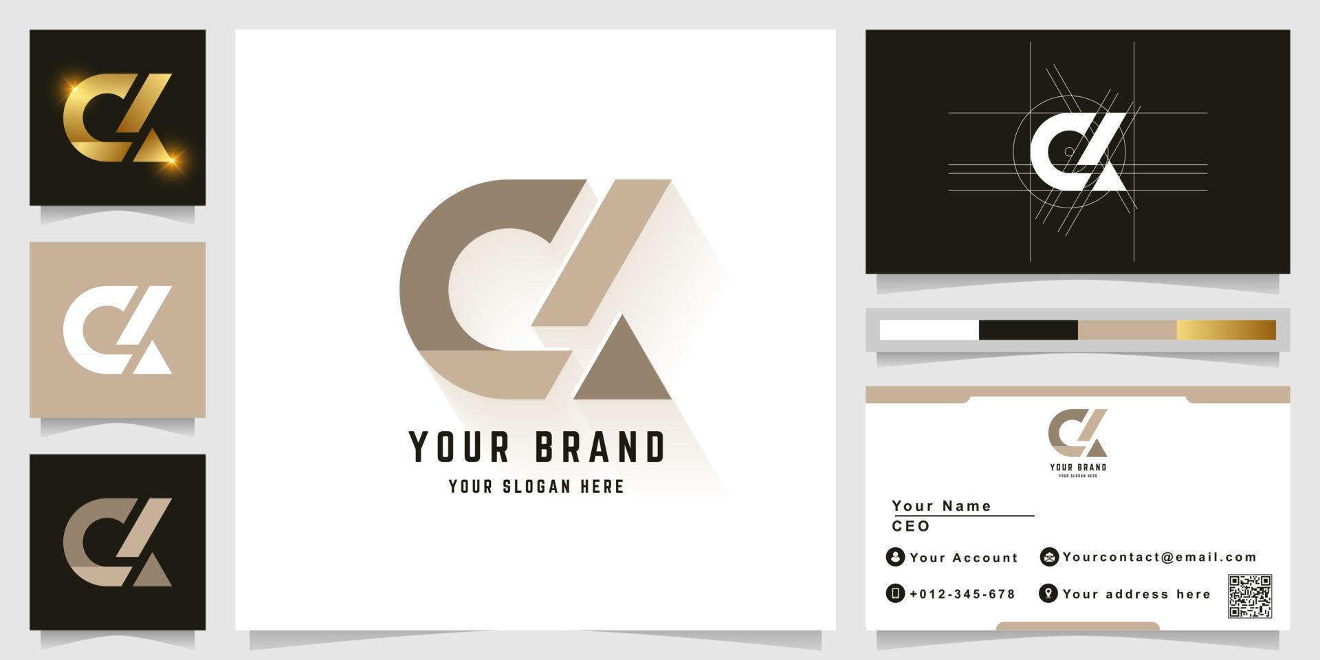 Letter ck or cx monogram logo with business card design vector