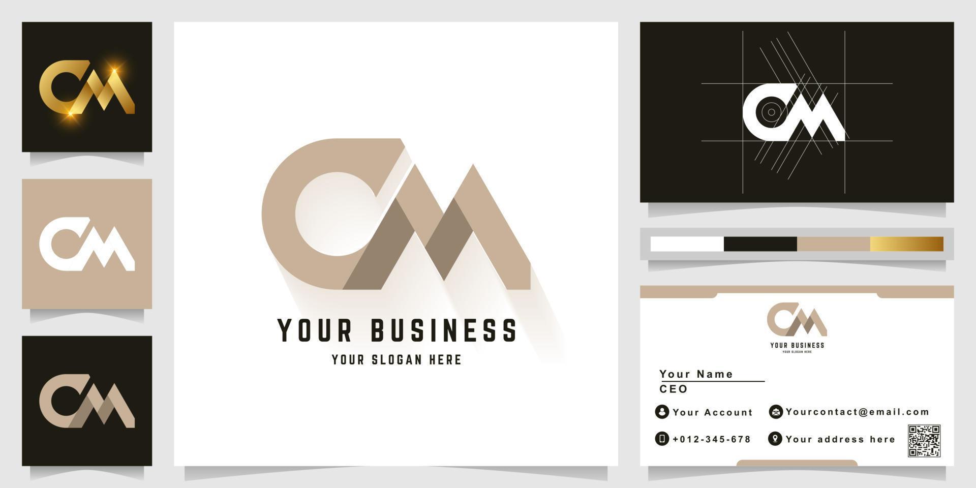 Letter CM or GM monogram logo with business card design vector