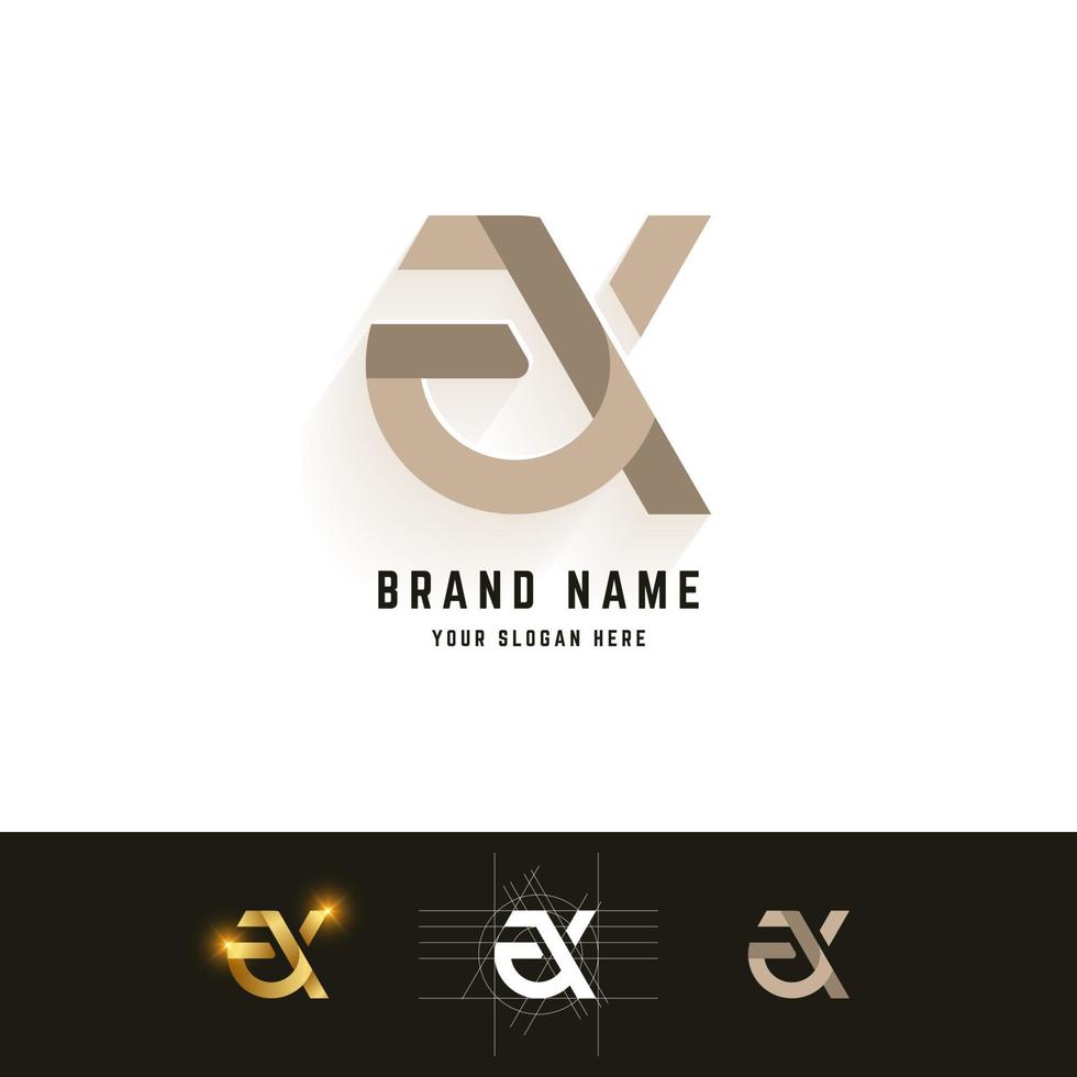 Letter ak or ax monogram logo with grid method design vector