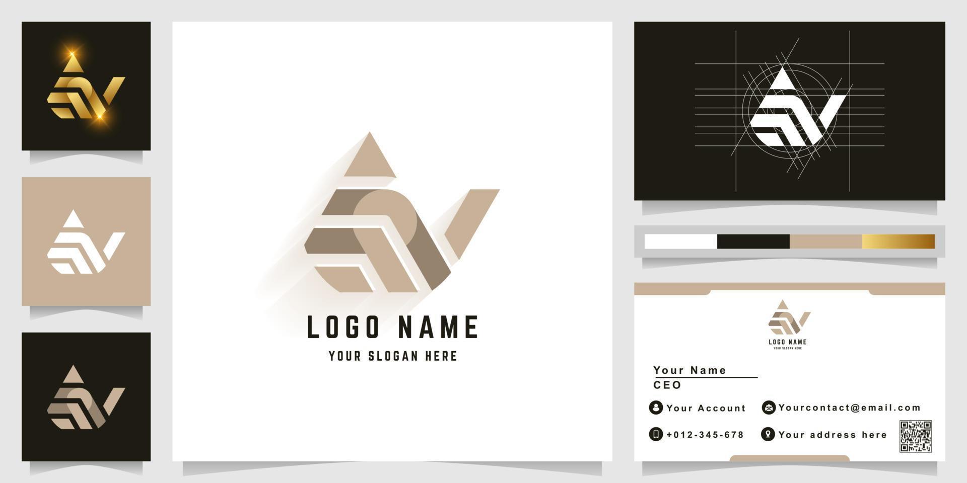 Letter AV or AN monogram logo with business card design vector