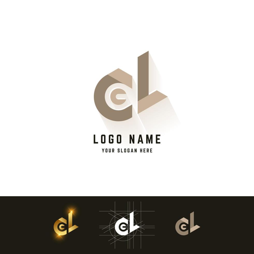 logotipo de monograma de letra d o cl con diseño de método de cuadrícula vector