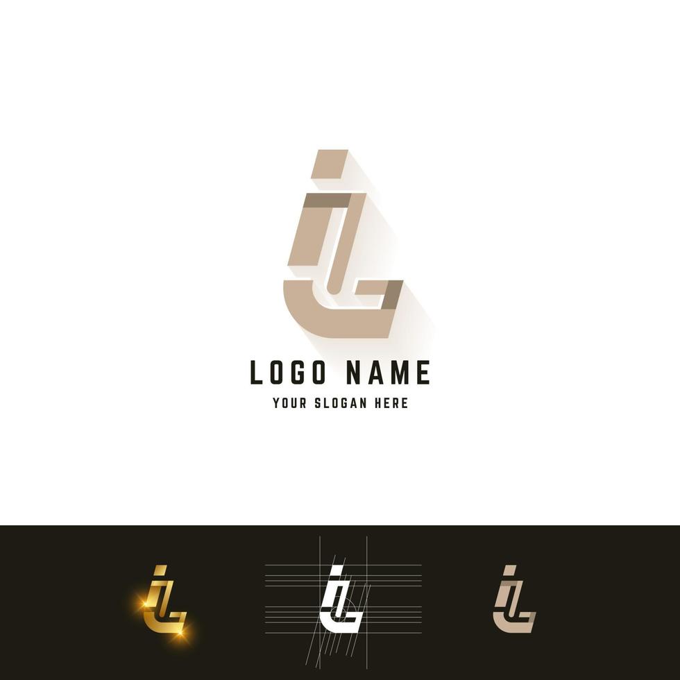 Letter L or iL monogram logo with grid method design vector