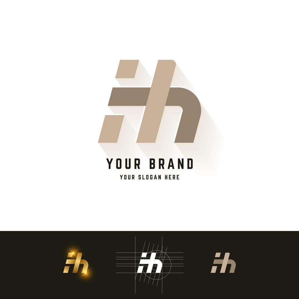 Letter Hh or ih monogram logo with grid method design vector