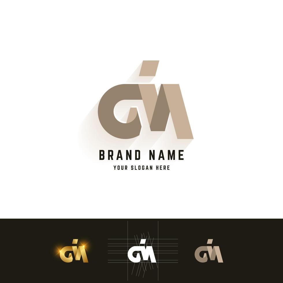 Letter dM or GM monogram logo with grid method design vector