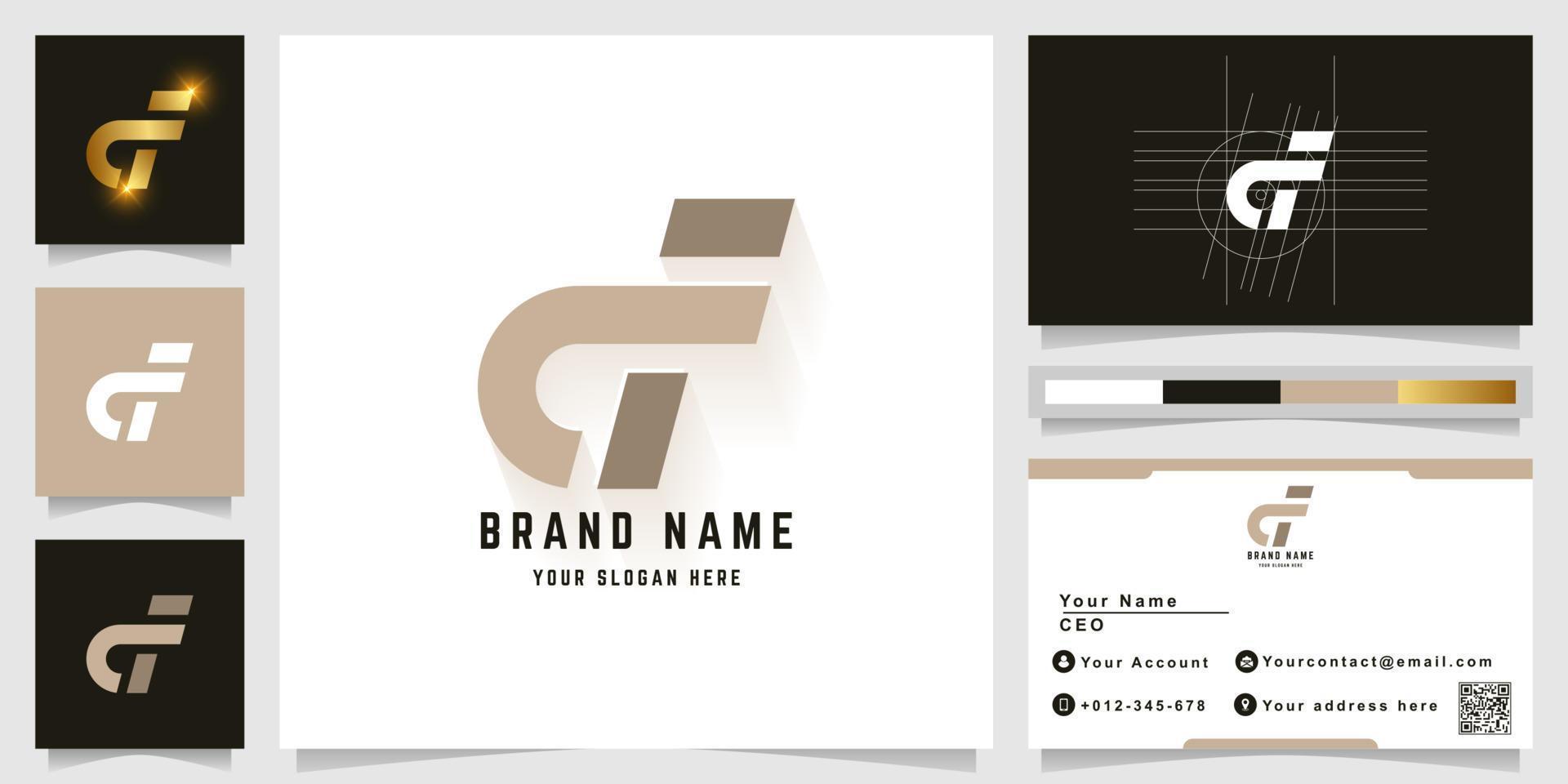Letter cF or dF monogram logo with business card design vector