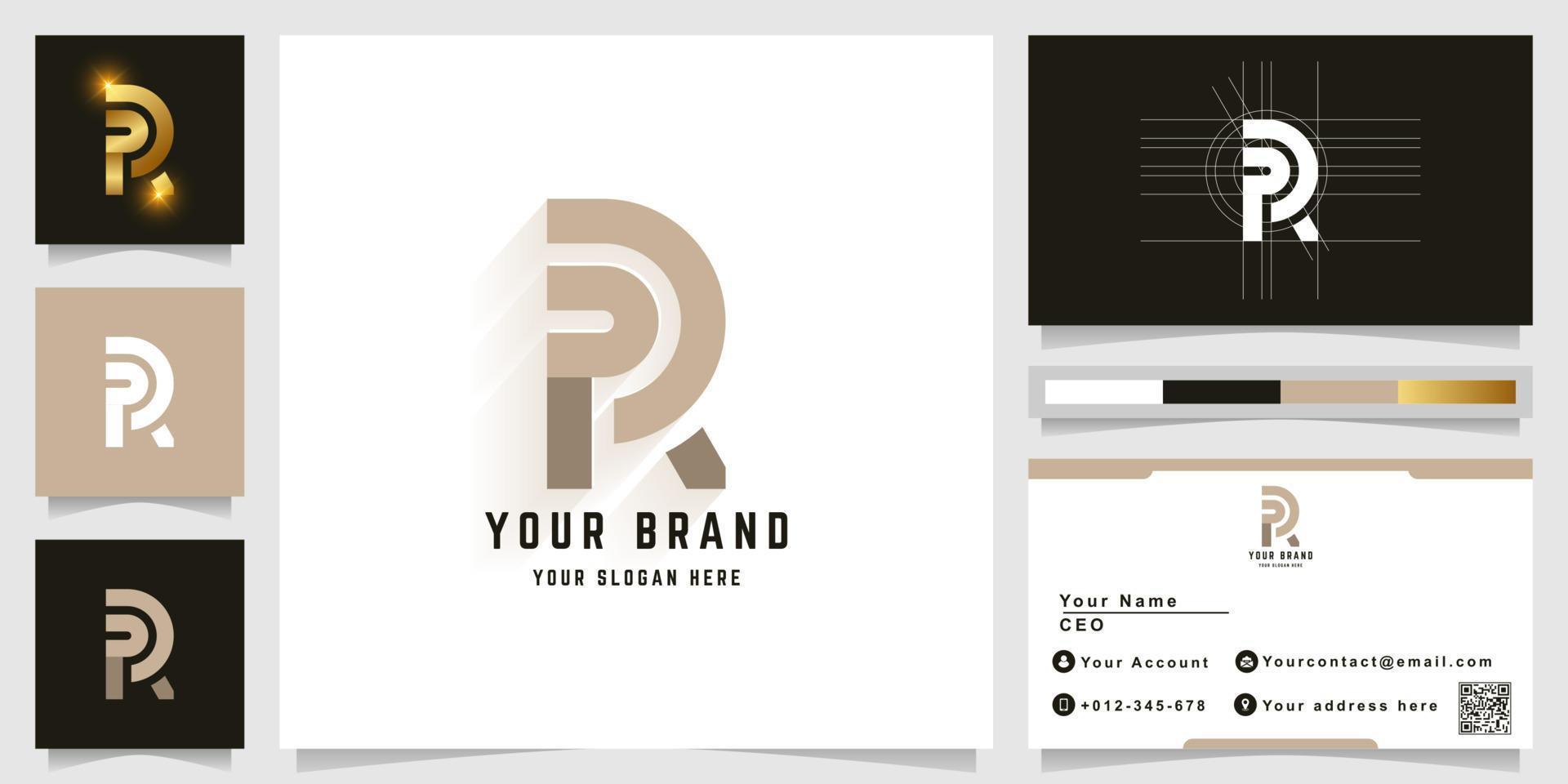 Letter R or PR monogram logo with business card design vector