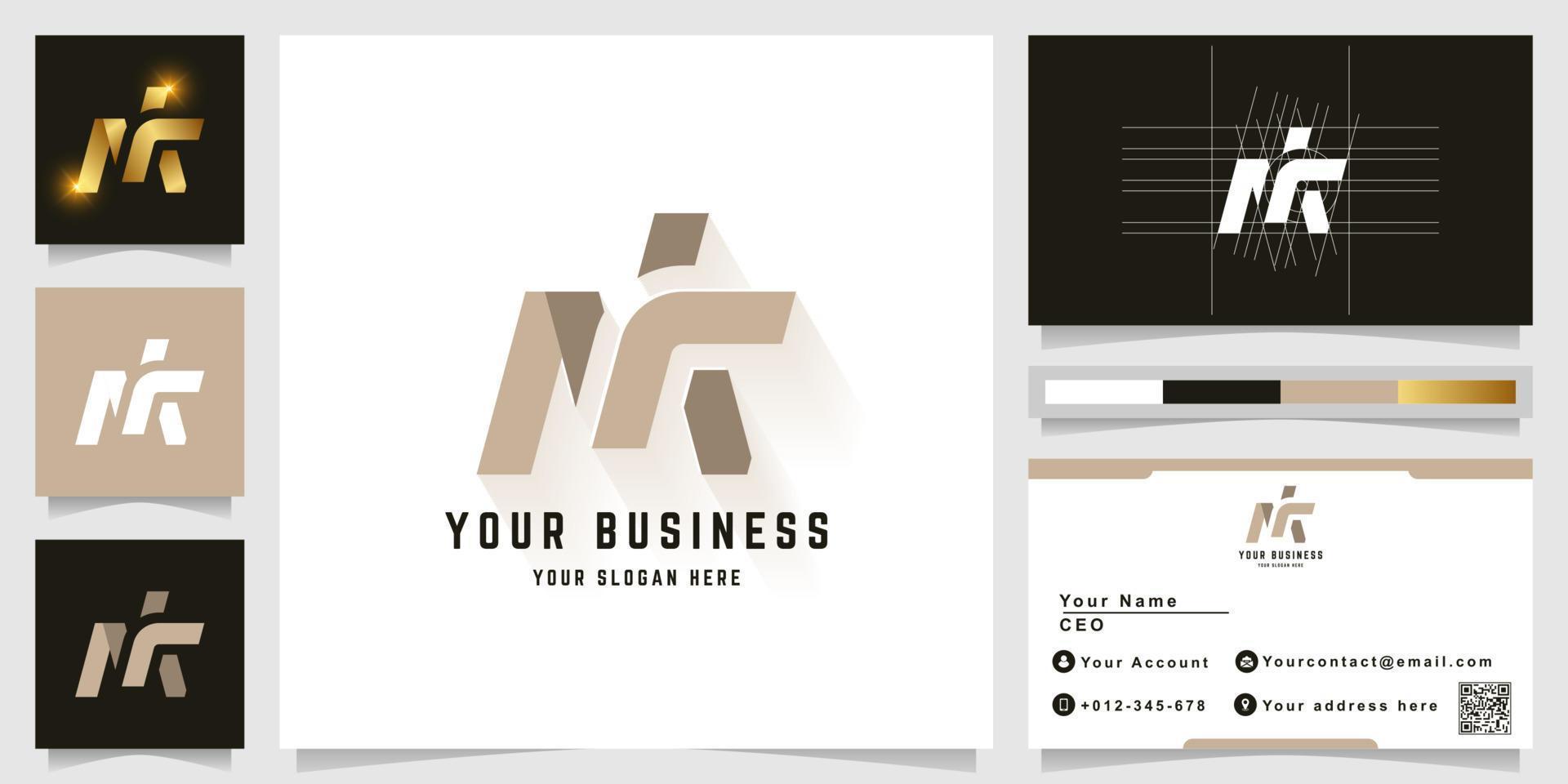 Letter MK or NiK monogram logo with business card design vector