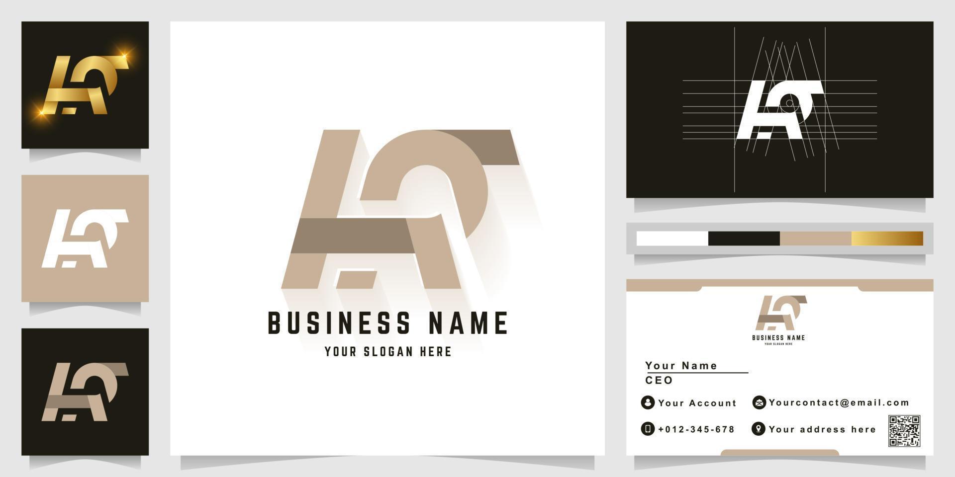 Letter HRT or ART monogram logo with business card design vector