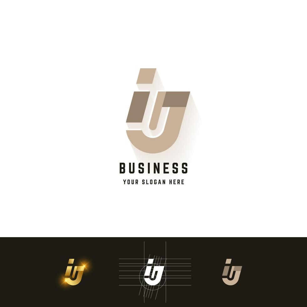 logotipo de monograma de letra ij o iu con diseño de método de cuadrícula vector