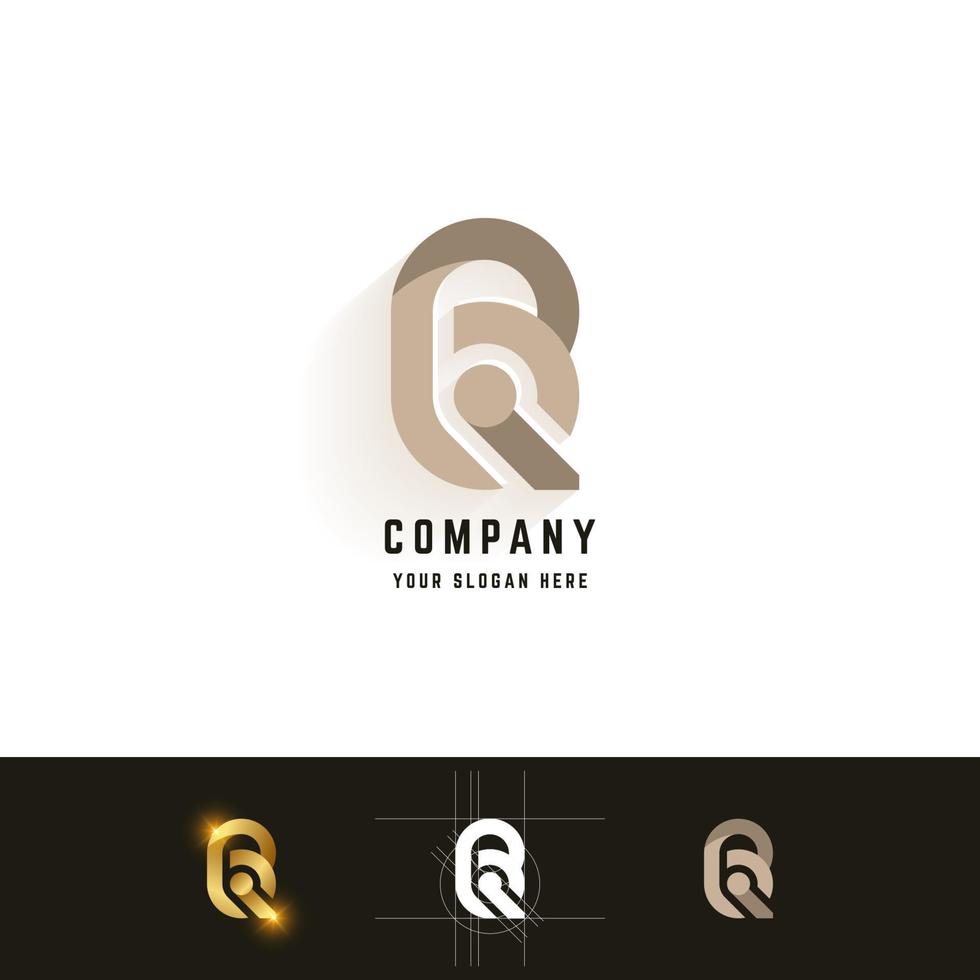 Letter B or BQ monogram logo with grid method design vector
