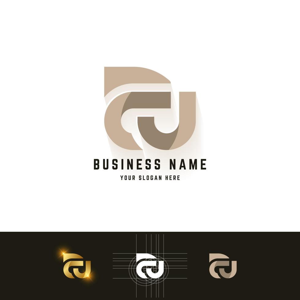 Letter au or ej monogram logo with grid method design vector
