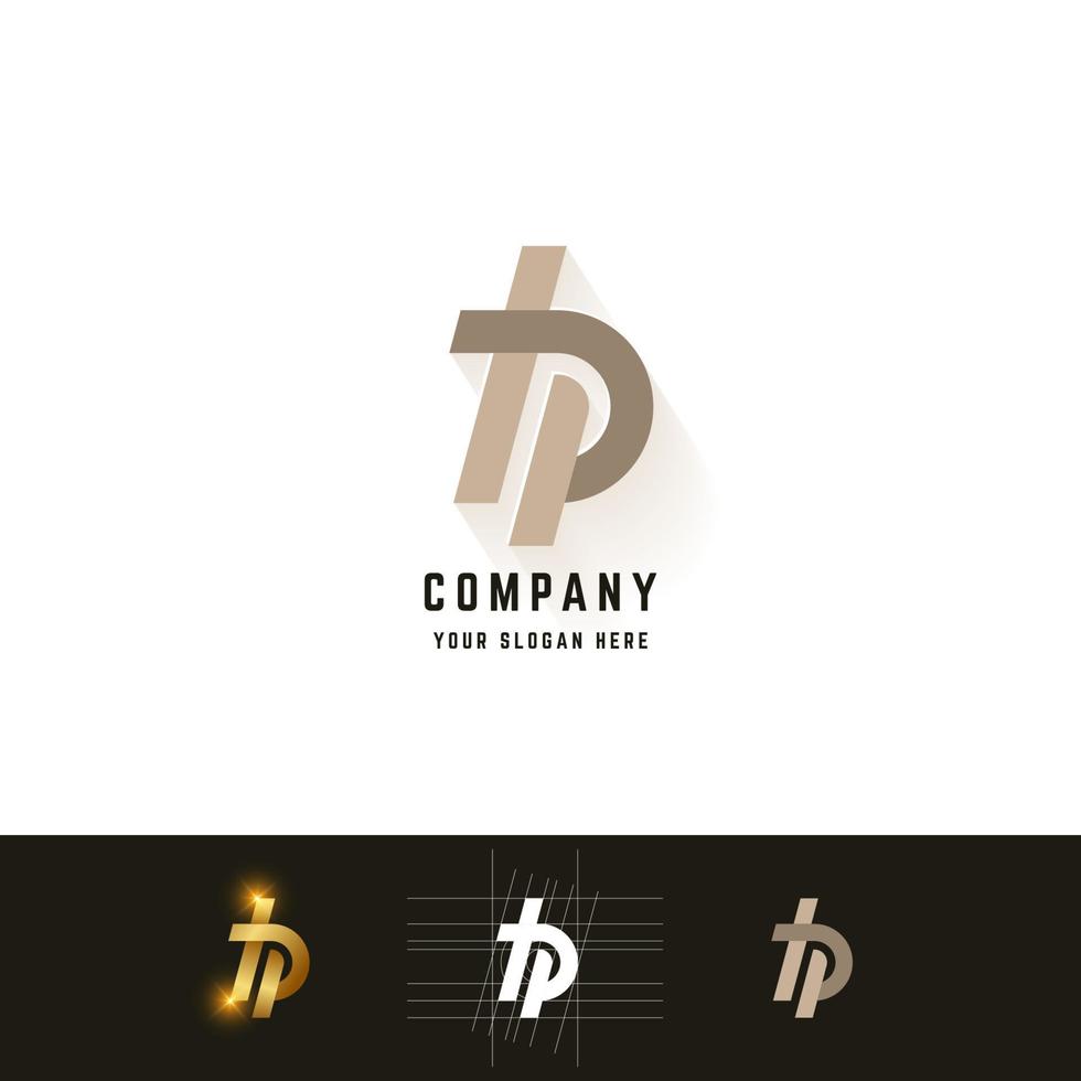 Letter bp or hp monogram logo with grid method design vector