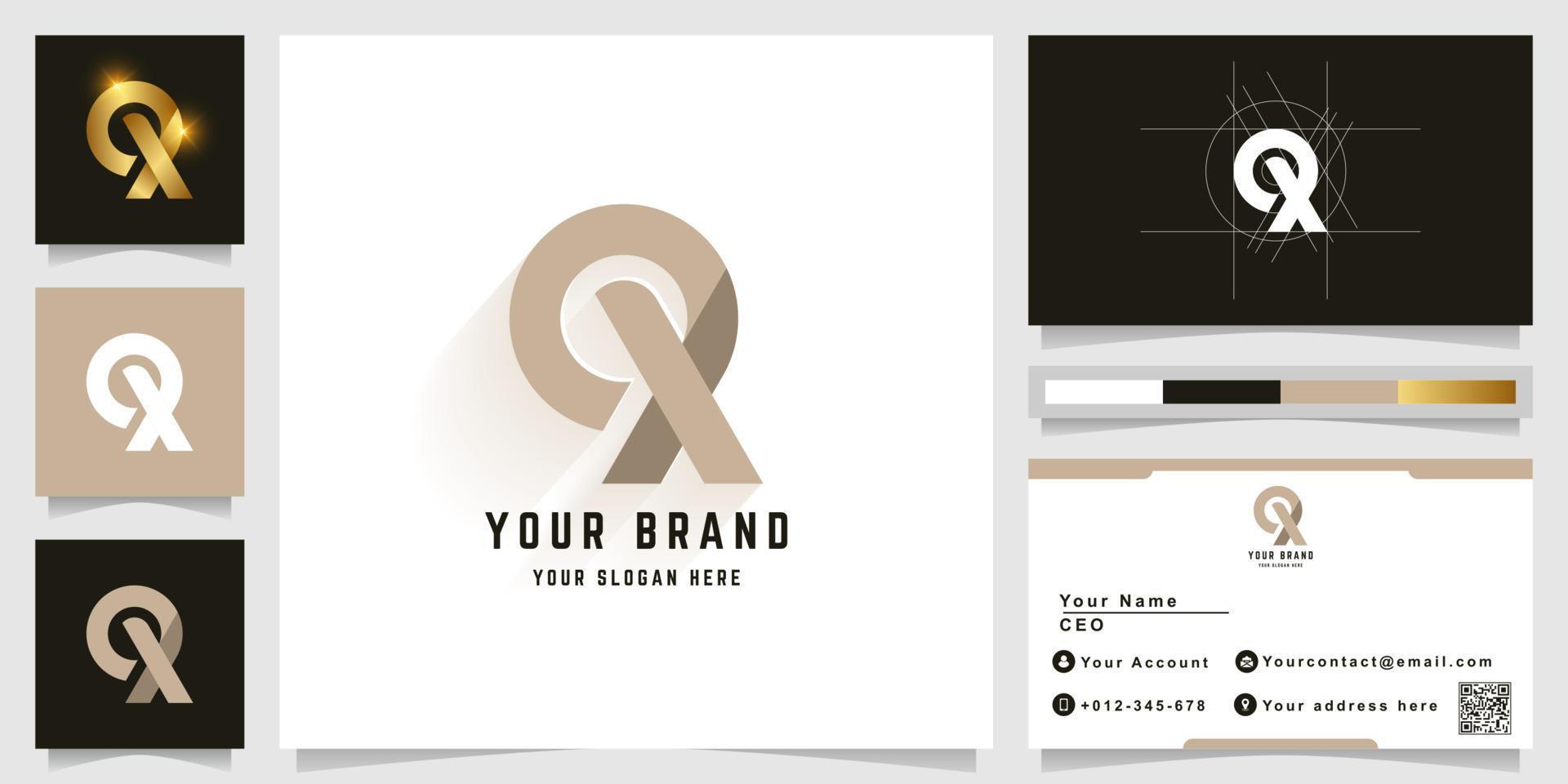 Letter QX or OX monogram logo with business card design vector