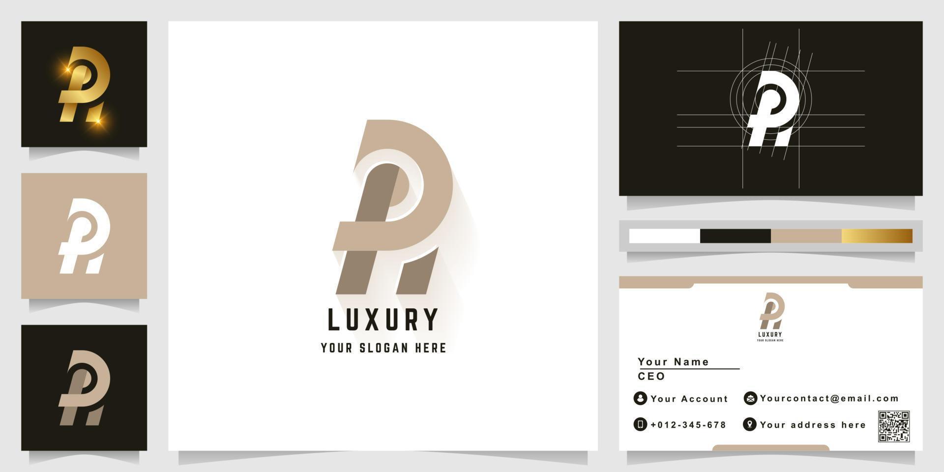 Letter R or PH monogram logo with business card design vector